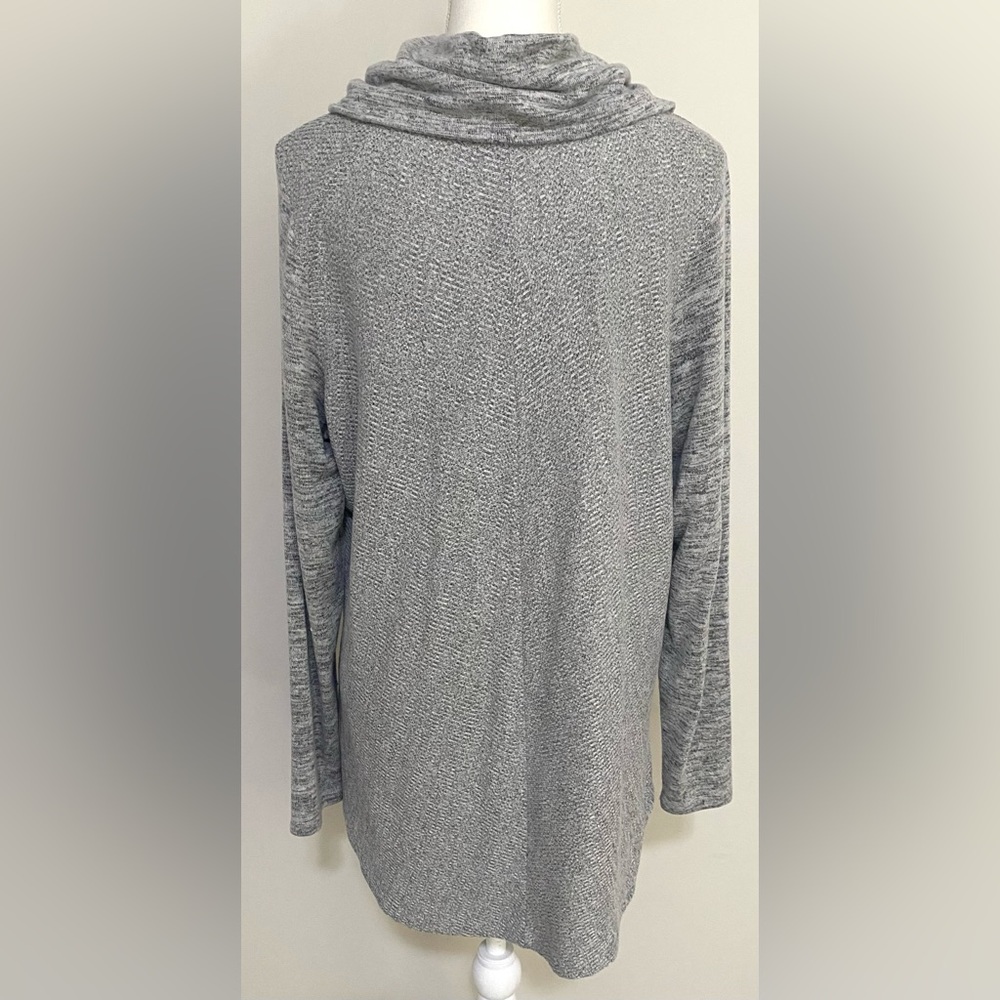 Sojo Womens XL Solid Gray Cowl Neck Sweater Grandmillenial Preppy Cabincore - Picture 4 of 13